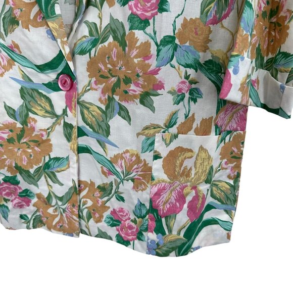 Vintage Haband 80s Floral Blazer Jacket Country Cottage Core Relaxed USA L - Picture 3 of 6